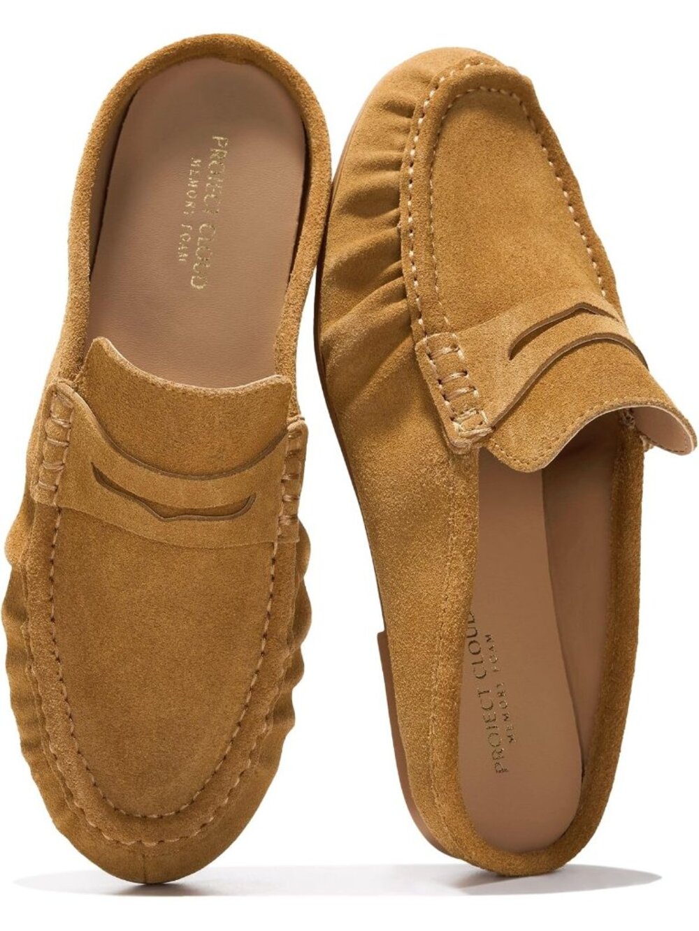 Women's Tan Suede Memory Foam Insole Flats-Lightweight Loafers & Slip-ons Shoes
